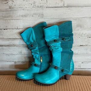 Spring Step L’Artiste Promenade Turquoise Boots Stylish